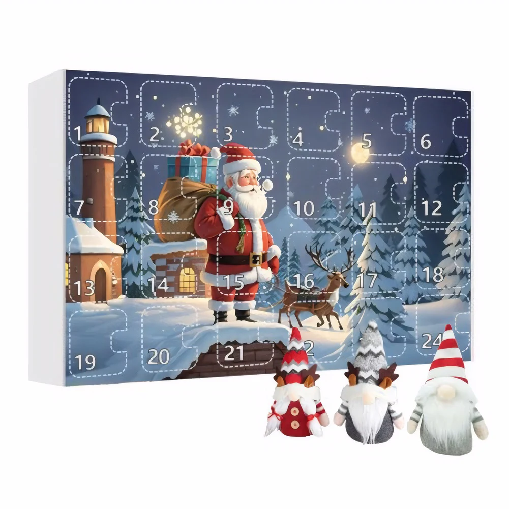 Christmas Gnome Holidays Advent Calendar 2024 24 Days Xmas Countdown Calendar with Gnome Plush Toys for Kids Christmas Gift Set