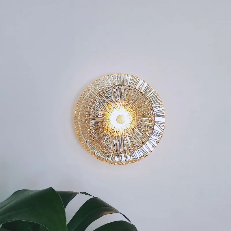 Light Luxury Glass Wall Lamp Living Room Background Wall Staircase Corridor Post-modern Bedside Hotel Project Bedroom Led Lamp