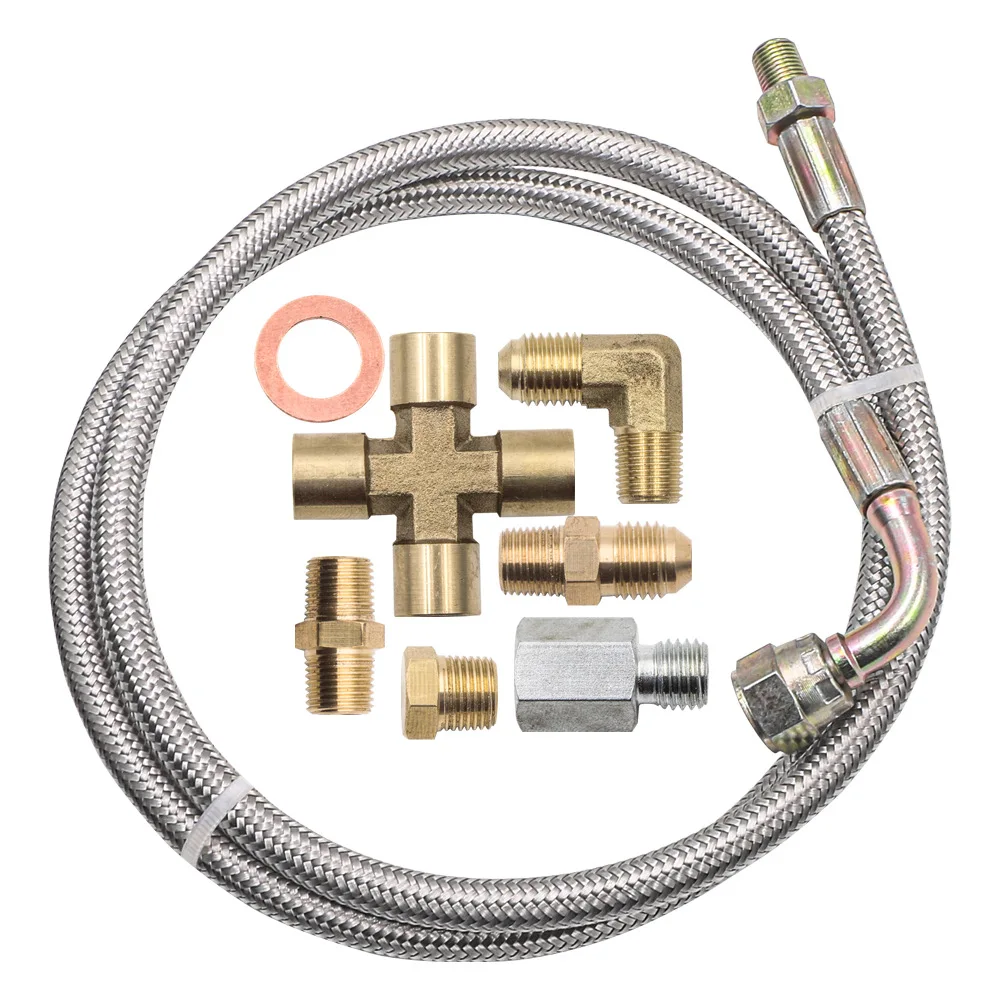 41'' NPT Turbo Oil Feed Line 4AN Oil Return Line Kit For T3 T4 T04E T70 T66 T67 Gt35 Gt45 Oil Cooled Turbo Chargers