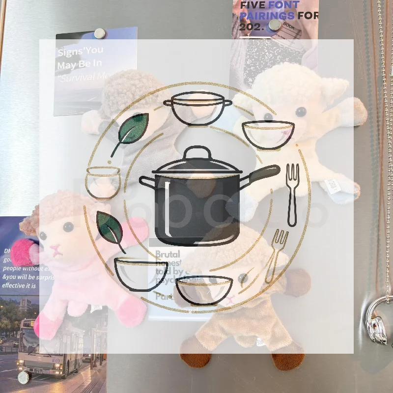 Cute Sheep Plush Fridge Magnet Cartoon Fluffy Lamb Doll Strong Magnetic Refrigerator Sticker Kitchen Decor 2027 New Year Gifts