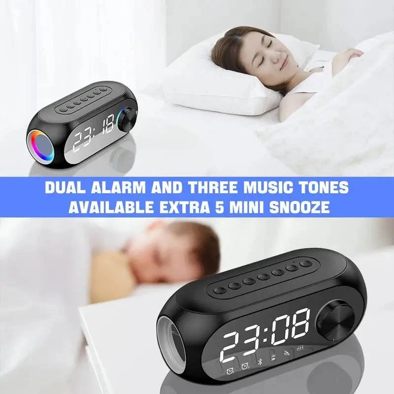 Alarm Clock Portable Bluetooth Speaker Radio FM Subwoofer Wireless Sound Box Music Mini Woofers Caixa De Som Coluna Lamp Bocina