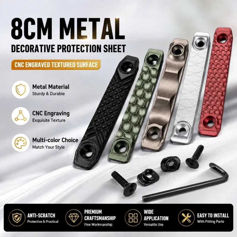 8 cm CNC-gefräste Aluminium-Dekorleiste, rutschfeste, gravierte Textur, mehrfarbig, mit Montageschraubenset