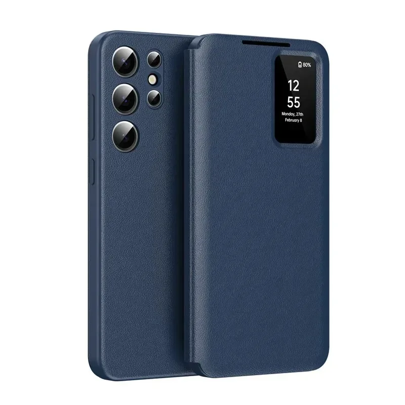 

For Samsung Galaxy S25 Ultra S25 S25+Smart View Window Case Durable Quality Leather Flip-Free Answering Cover