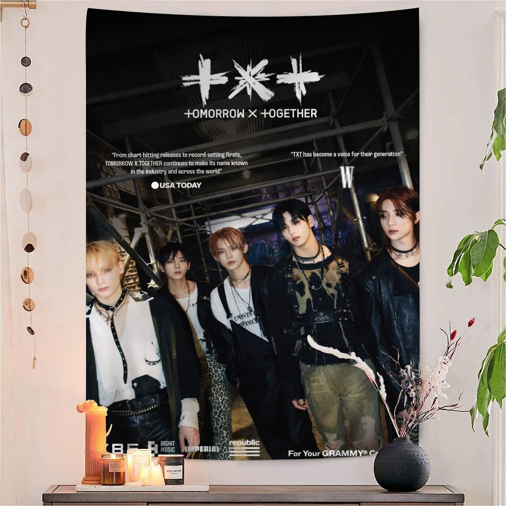 

Kpop T-Tomorrow X T-Together TXT Tapestry Anime Tapestry Hanging Tarot Hippie Wall Rugs Dorm Wall Hanging Sheets