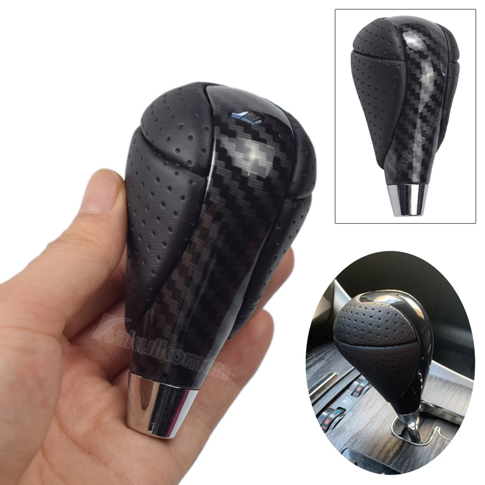 Car Carbon Fiber Gear Shift Knob Genuine Leather Shifter Head Fit for Lexus ES300 GS300 IS250 LS400