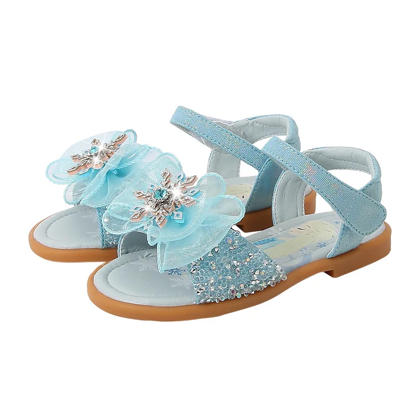 

Princess Cosplay Girls Sandals for Wedding Party Kids Sweet Summer Sandals Lace Bow-knot Glitter Children Crystal Sandals 2022