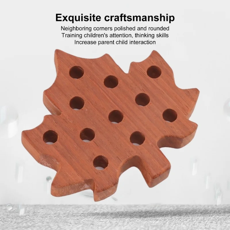Set di giocattoli per foglie da infilare Kit di giocattoli educativi per giochi di infilatura con riconoscimento addensato in legno