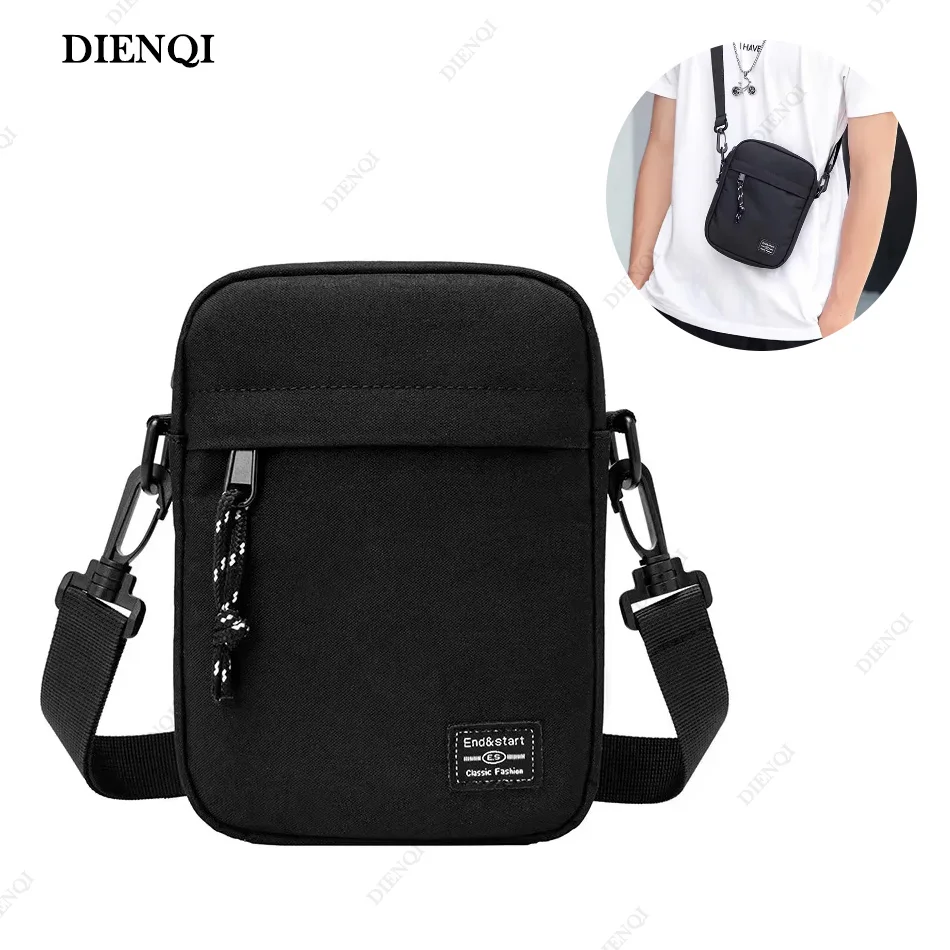 

Men Oxford Crossbody Bags Black Small Messenger Bag Mini Handbags Casual Mobile Phone Satchel Bag Cross Body for Man Sac A Main