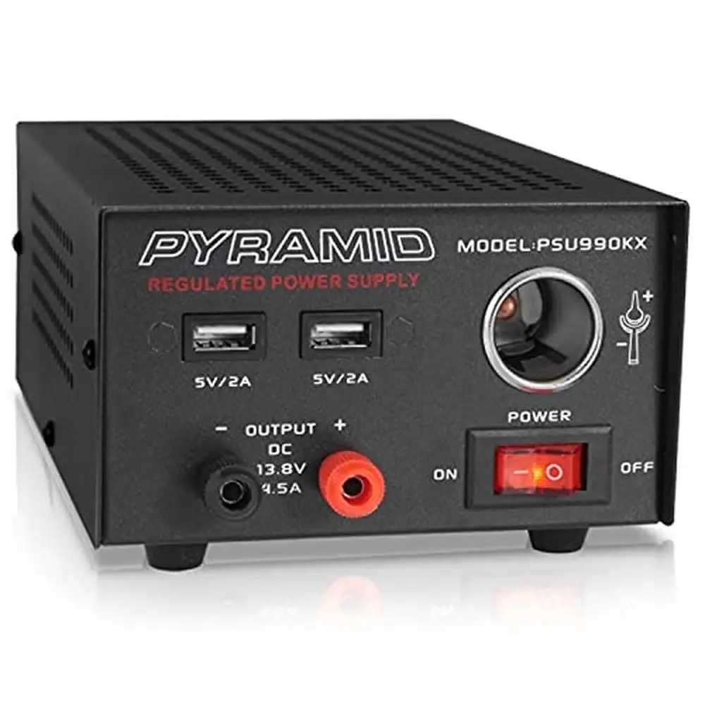 Universal Dual USB Compact Bench Power Supply 7 Amp Regulated Convertor 13.8V DC CB HAM Radio Scanner Banan Plug AC-DC Power