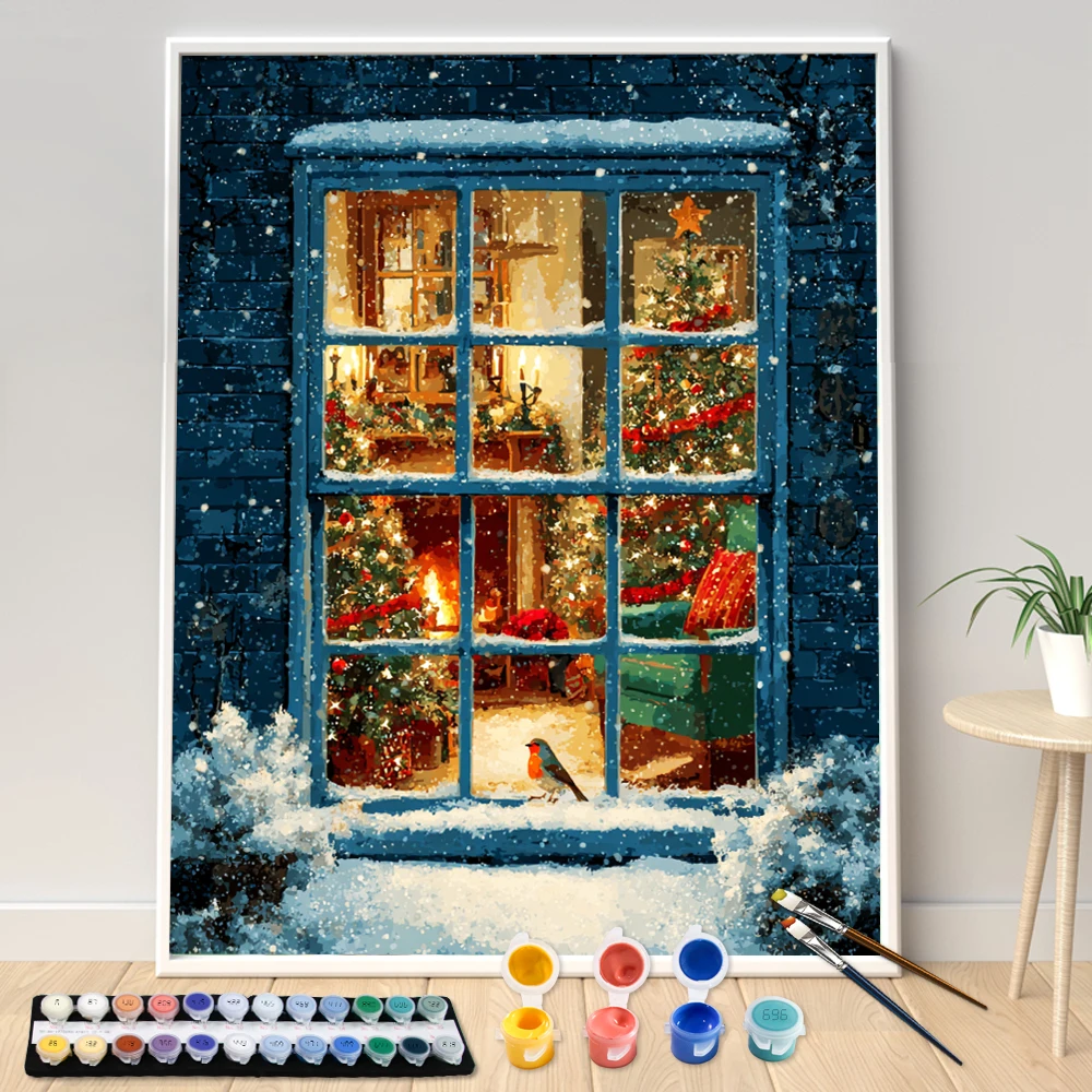 Digital Acrylic Painting Kit DIY Warm Christmas atmosphere Art Canvas Hand Painted Home Decor Personalized Surprise Gift