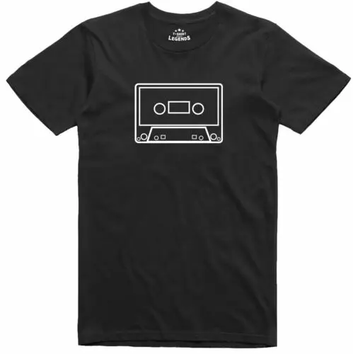 Cinta de Cassette Oldschool Retro Cult Música Hombre Holgado Camiseta Algodón