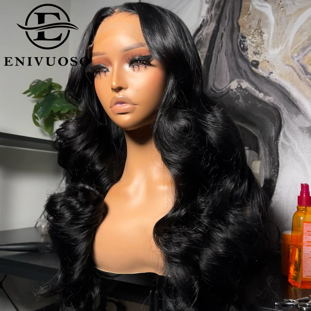 30Inch Long Wavy 13X6 Synthetic Lace Front Wigs For Women Heat Resistant Fiber Natural Black Body Wave Lace Front Wig PrePlucked