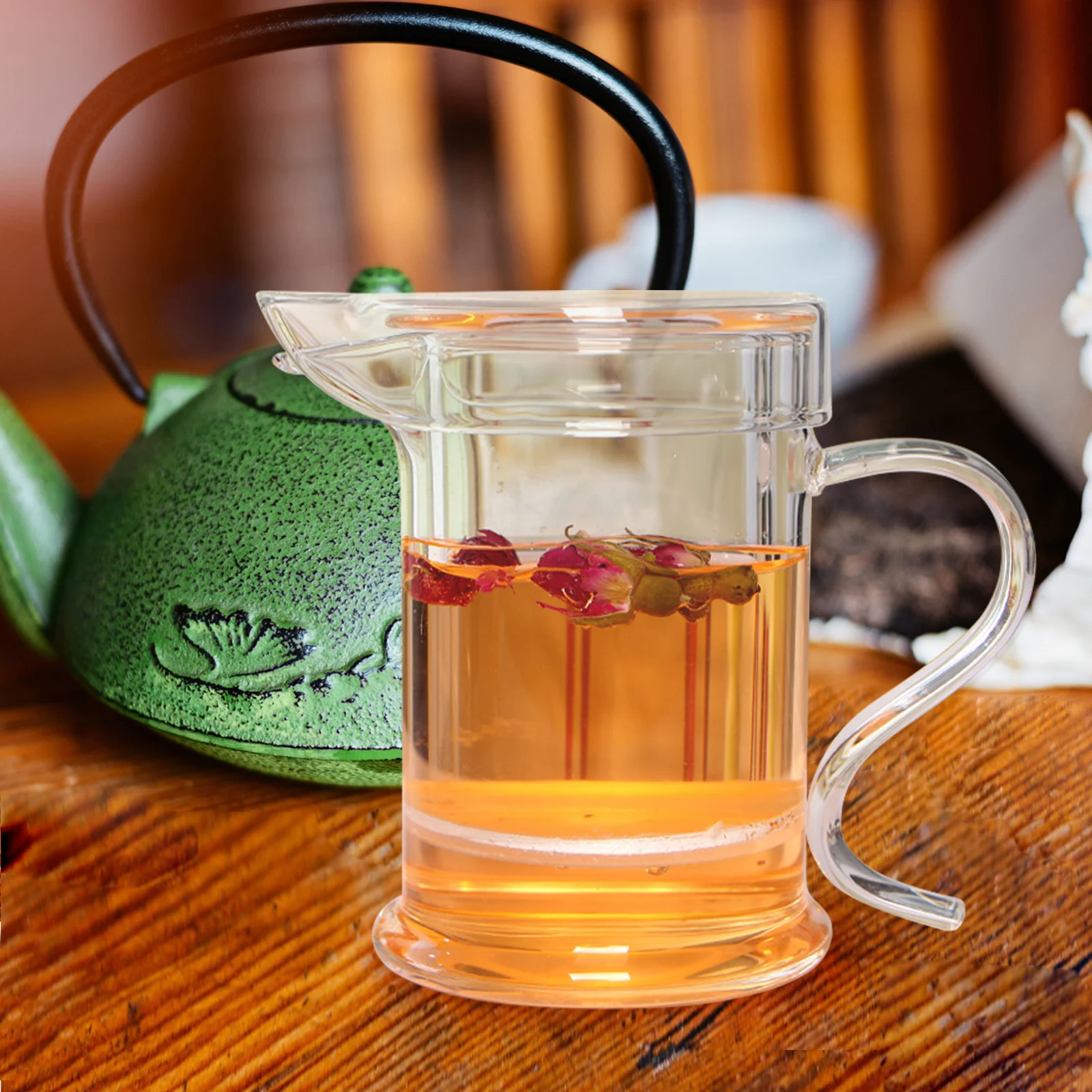 

1Set Transparent Borosilicate Glass Teapot High Durability Smooth Finish Filtration Tea Pot for Office Home Restaurant Clear Tea