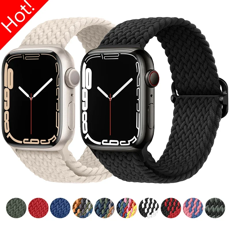 

Braided Nylon Strap for Apple Watch Band Ultra 2 49mm Series 10 46mm 42mm 44mm 40 41mm Adjustable Bracelet IWatch 9 8 7 6 SE 5 4