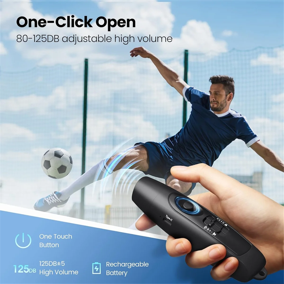 Fischietto elettronico AA84 con ricarica USB, fischietto di emergenza per insegnanti di allenatori arbitro, per giochi sportivi all'aria aperta in campeggio