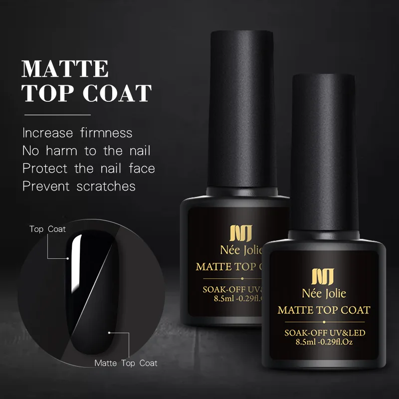 Zestaw baza i top coat, matowy top coat temperowany, efekt matowy, preparat do preparacji paznokci, dezhydrator, lakier hybrydowy, profesjonalne zastosowanie dla salonów paznokci.