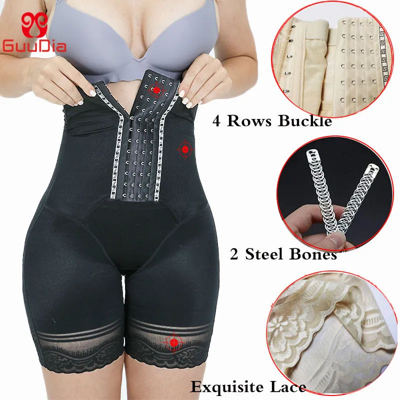 GUUDIA Row Hook High Waisted 2 Steel Bone Body Shaper Shorts Seamless Shapewear Short Women\'s Firm Control Shaper Panties