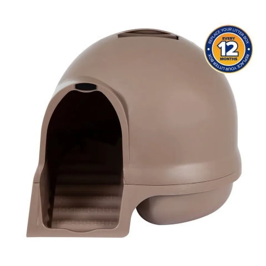 

Кошачий туалет Booda Dome Clean Step с пластиковым ограждением и ступеньками, 95% переработанный титан