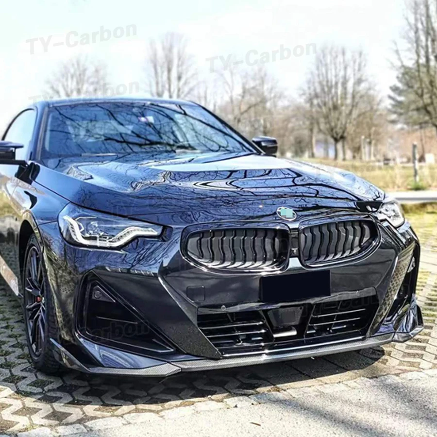 Real Carbon Fiber Car Front Bumper Splitter Lip Spoilers Body Kits for BMW 2 Series G42 M235i M240i Coupe MP Style 2022 +