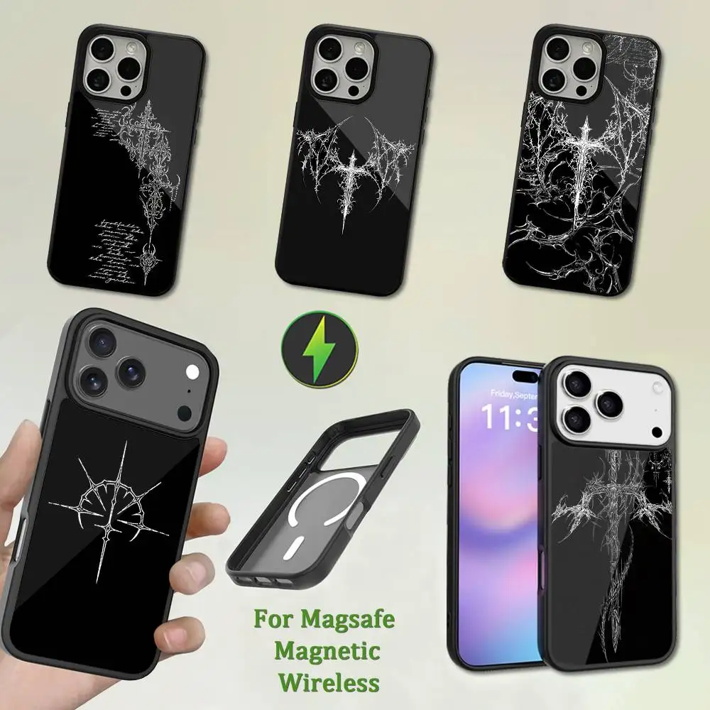 

Cyber Sigil Art Cross Line Case For iPhone 13,12,11,16,15,17,14,Pro,Max,Plus,Mini, With Magsafe,Magnetic Wireless Charging
