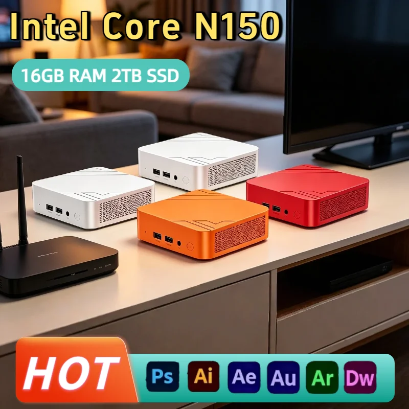 Intel N150 Mini Desktop PC 16GB DDR4 2TB NVMe SSD Triple 4K WiFi6 High Performance Small Computer Office Home Pro Max