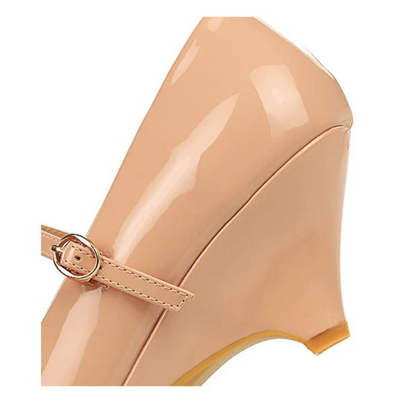 BIGTREE Spring Fashion Round Toe Buckle Strap Pumps Woman Wedges Heels Elegant Ladies Shoes Zapatillas De Mujer view 5