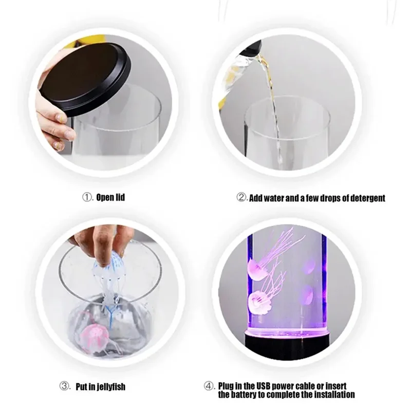 AB46-LED Jellyfish Night Light With Remote Control USB Powered Colorful Lighting Modes For Home Office Desktop Decorative