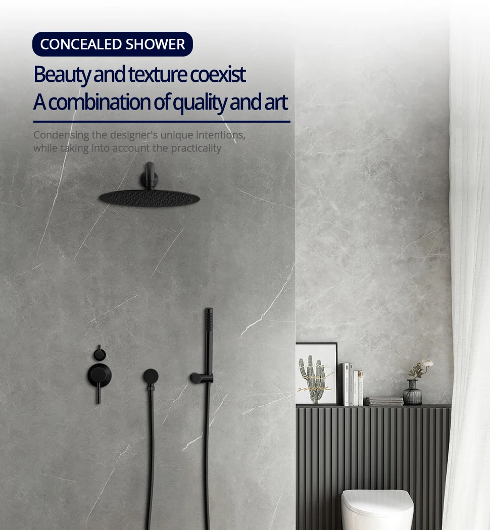 10-Zoll-Duschsystem-Set aus Gunmetal, 2-Funktions-Duscharmatur, teilen Sie die Wand montierte heiße und kalte Duscharmatur, Badezimmer-Duschset – Detail 1