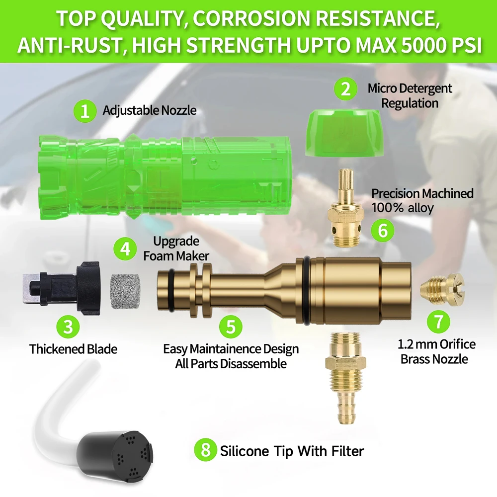 Car Pressure Washer Soap Foam Generator with Adjustable Nozzle Snow Foam Spray Gun for Karcher Lavor Parkside