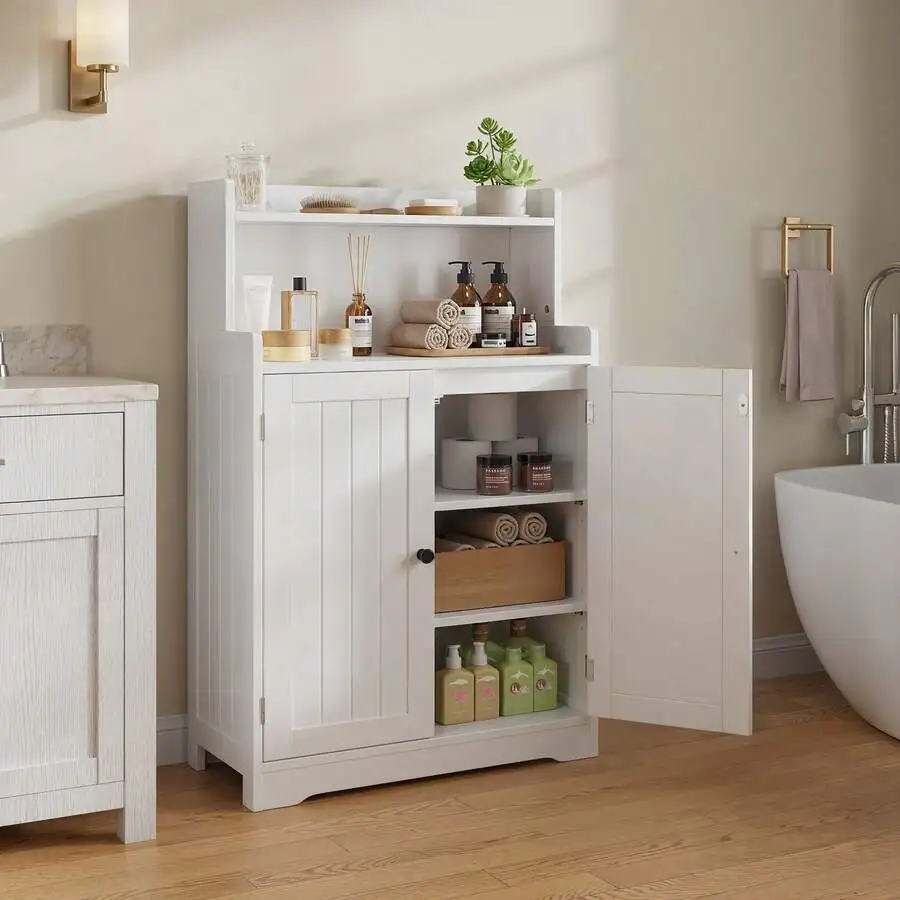 Asofer Bathroom Storage Cabinet, 3 Tier Adjustable Freestanding Organizer ,Open Storage  Cabinet ,For Dining Room, Kitchen, Living Room Decor