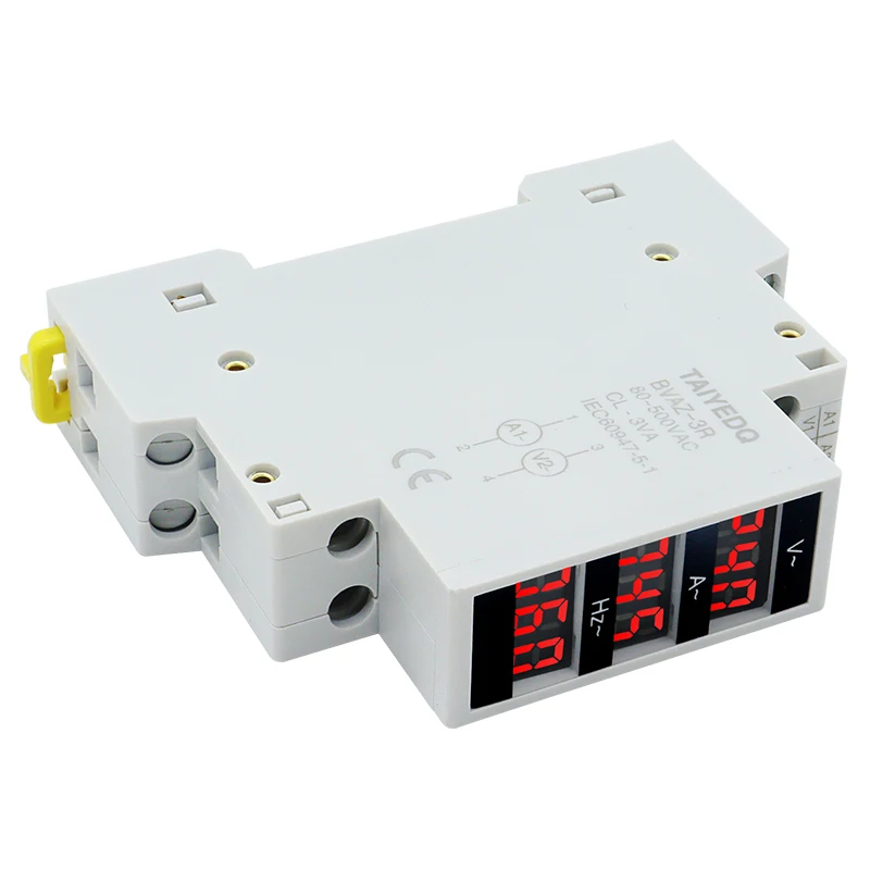 Medidor hertz de corrente de tensão monofásica em trilho din ac 80-500v 100a 1-99hz indicador led testador digital BVAZ-3R