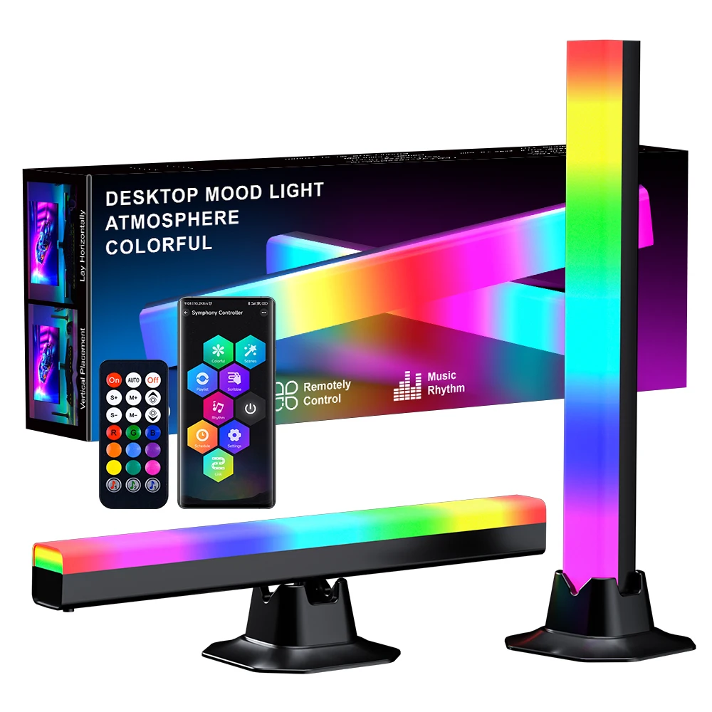 LED RGB 라이트 바 야간 조명, 다채로운 음악 스마트 픽업 라이트, 게임 PC 데스크탑 침실 데스크탑 야간 조명, 분위기 램프 라이트