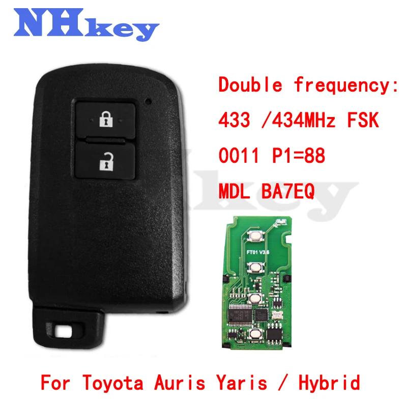 NHKEY MDL BA7EQ dla Toyota Auris Yaris Hybrid RAV4 2012 2013 2014 2017 0011 bezkluczykowy inteligentny klucz samochodowy zbliżeniowy 433/434MHz