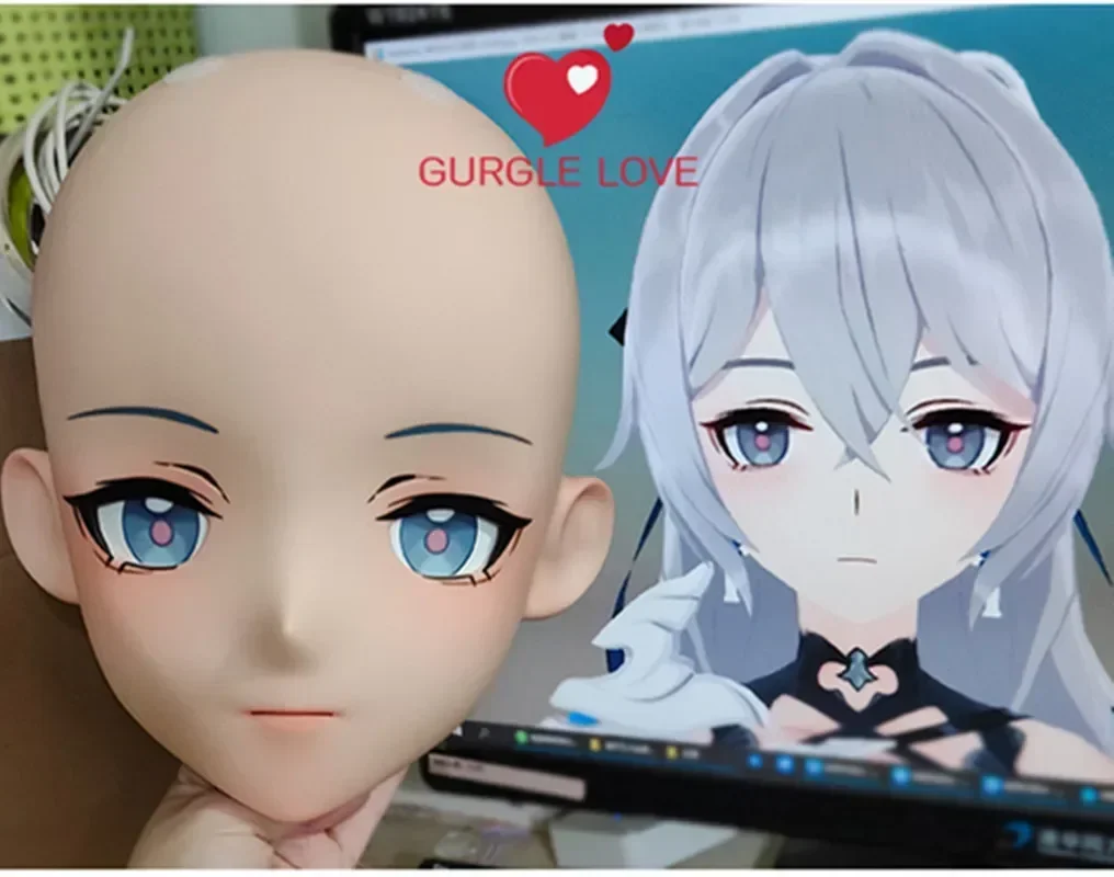 (GL07) Aangepaste stripfiguur vrouwelijk meisje hars half hoofd crossdress cosplay Japanse anime rol rem kigurumi masker