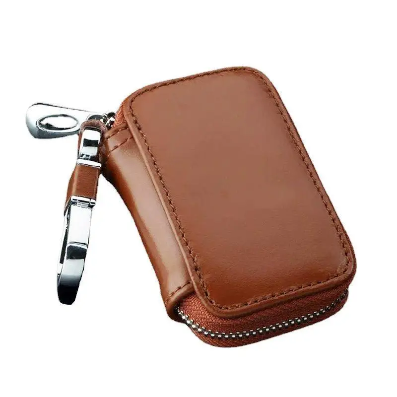 Modischer Leder-Schlüsselanhänger mit Reißverschluss, Schlüsseltasche, Autoschlüsselhülle, Aufbewahrungstasche, Schlüsselhalter-Organizer für Männer und Frauen – Detail 4