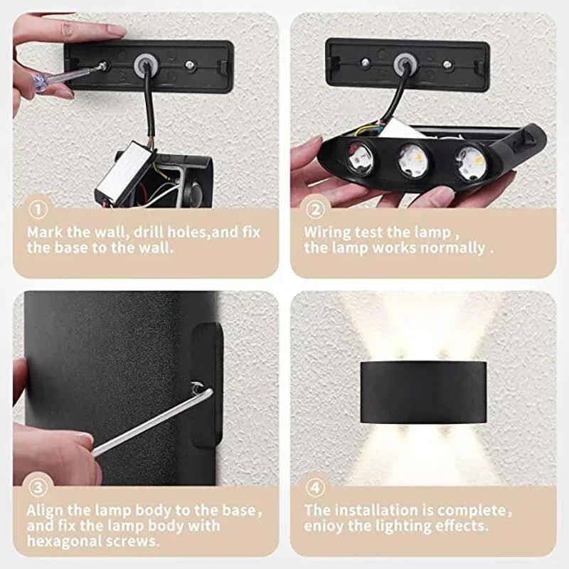 شمعدانات جدارية LED حديثة للاستخدام الداخلي والخارجي، أضواء تثبيت على الحائط باللون الأبيض لأعلى ولأسفل لديكور غرفة المعيشة وغرفة النوم
