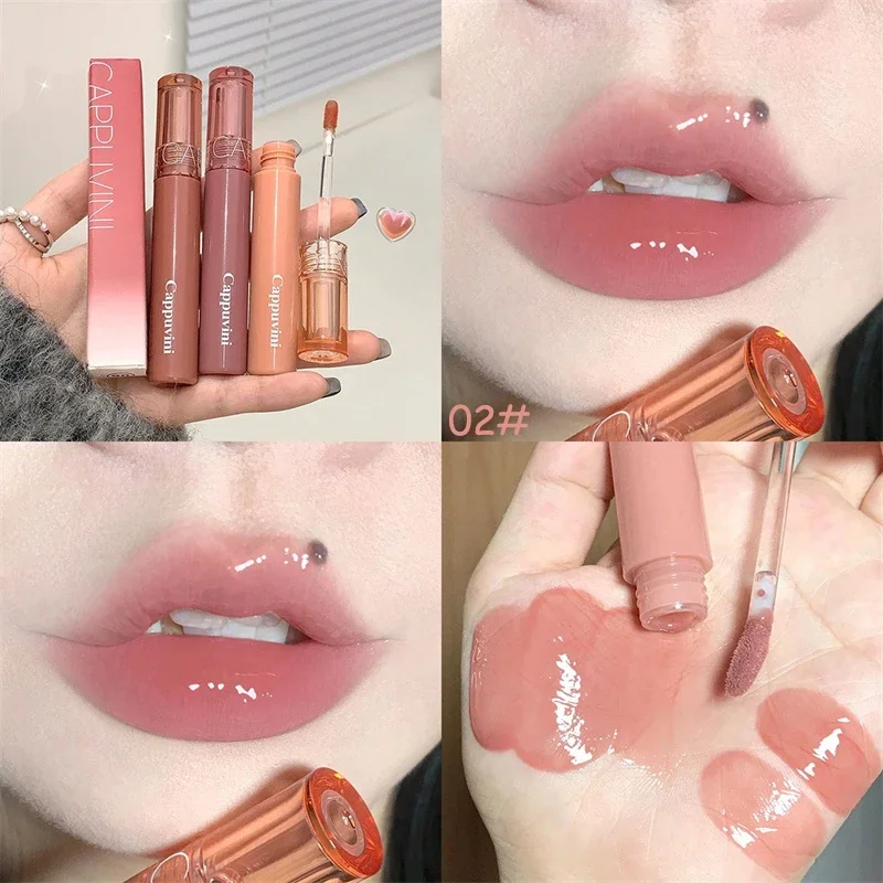 6 Colors Mirror Jelly Lip Glaze Waterproof Water-light Lip Gloss Long Lasting Moisturising Glossy Red Tint Lips Makeup Cosmetics