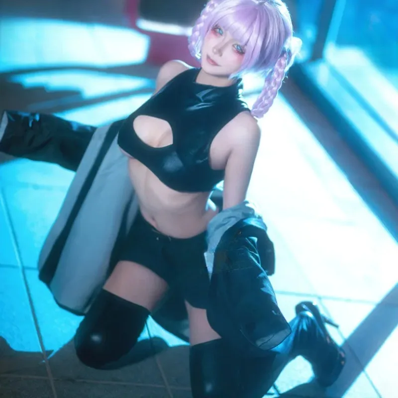 أزياء أنيمي نداء الليل ناناكوسا نازونا التأثيرية أزياء جلدية سوداء موحدة عباءة مجموعة كاملة كرنفال فستان الحفلات فتاة الدعاوى