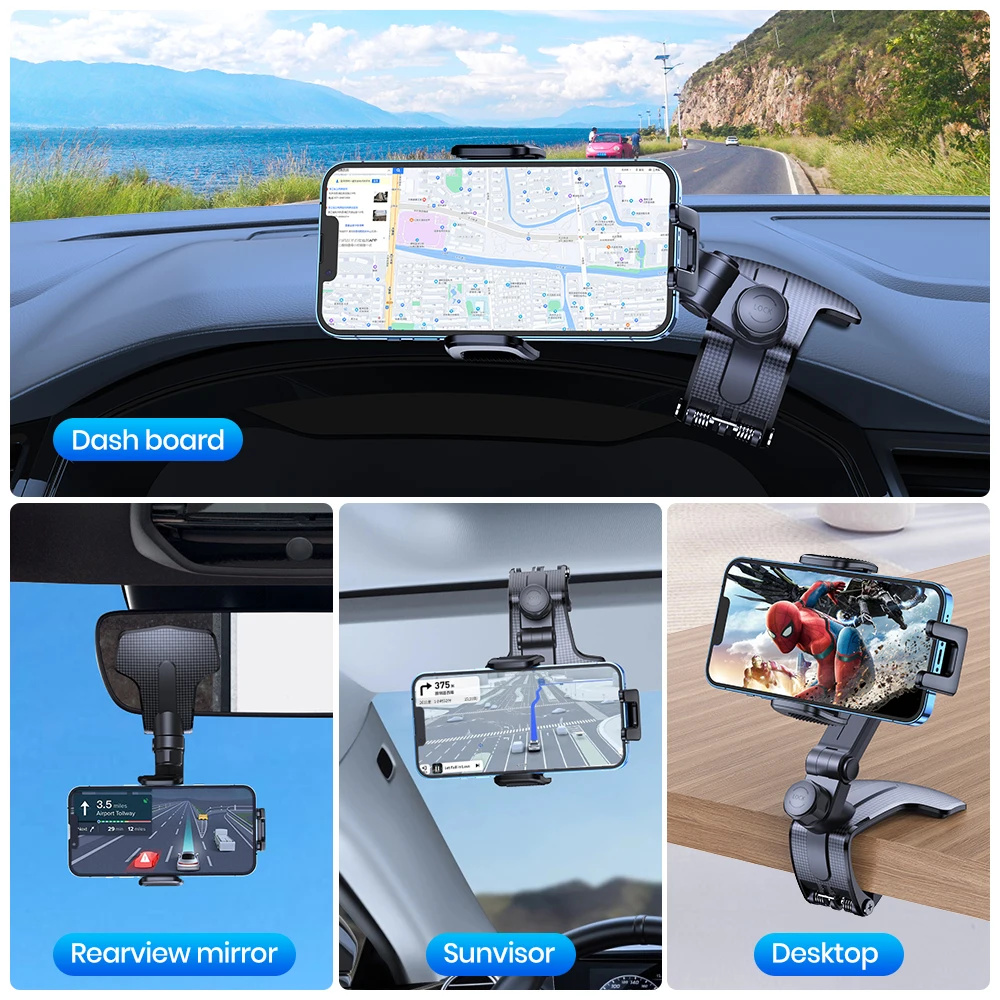 TOPK Car Phone Holder for Dashboard [Multi-Angles&Stable] Adjustable Cell Car Phone Mount Anti-slip Silicone Clip for Smartphone