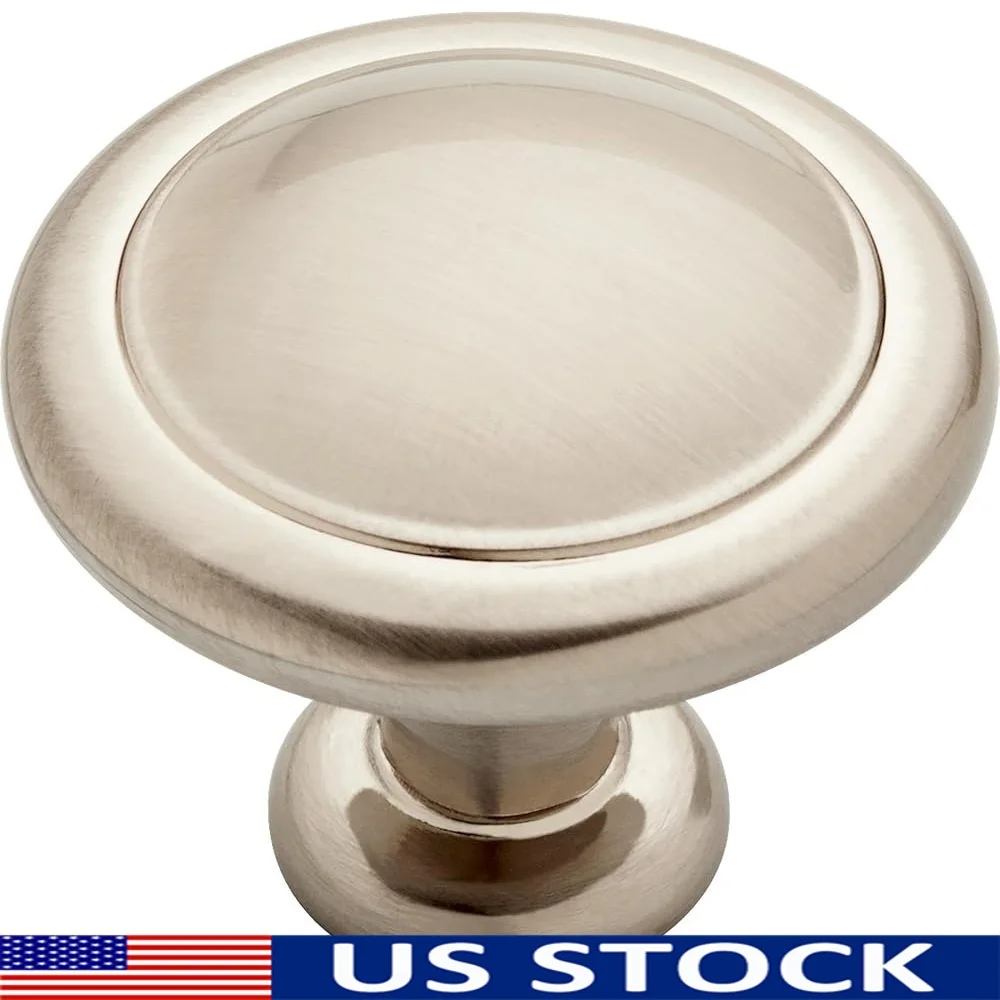

25-Pack Satin Nickel Round Ringed Cabinet Knobs Durable Dresser Drawer Pulls Easy Installation Kitchen Hardware 32mm Upgrade