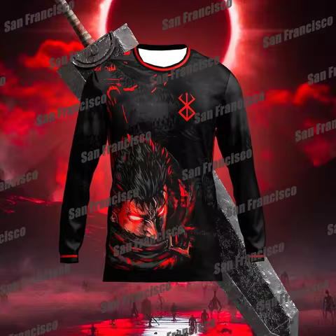 Cartoon Anime Sports Outdoor Short Sleeves Interclass Long Sleeve 'Guts' T-Shirt - Berserk Style Football Jersey Graffiti Style