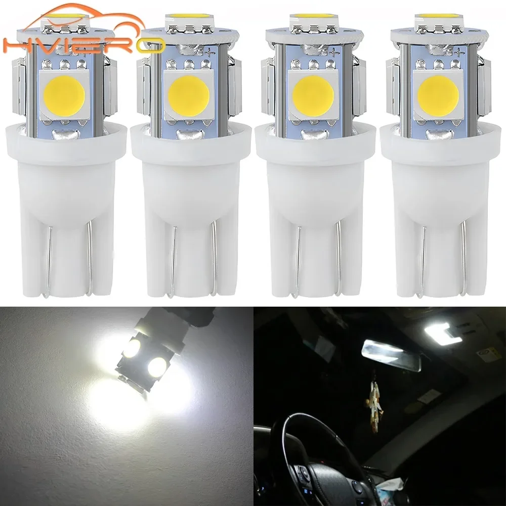 4PCS Auto Turn Signal Wedge Reading Lamping Trunk Bulb Backup Led License Plate Clearance Light Waterproof T10 Car W5W 5050 5SMD