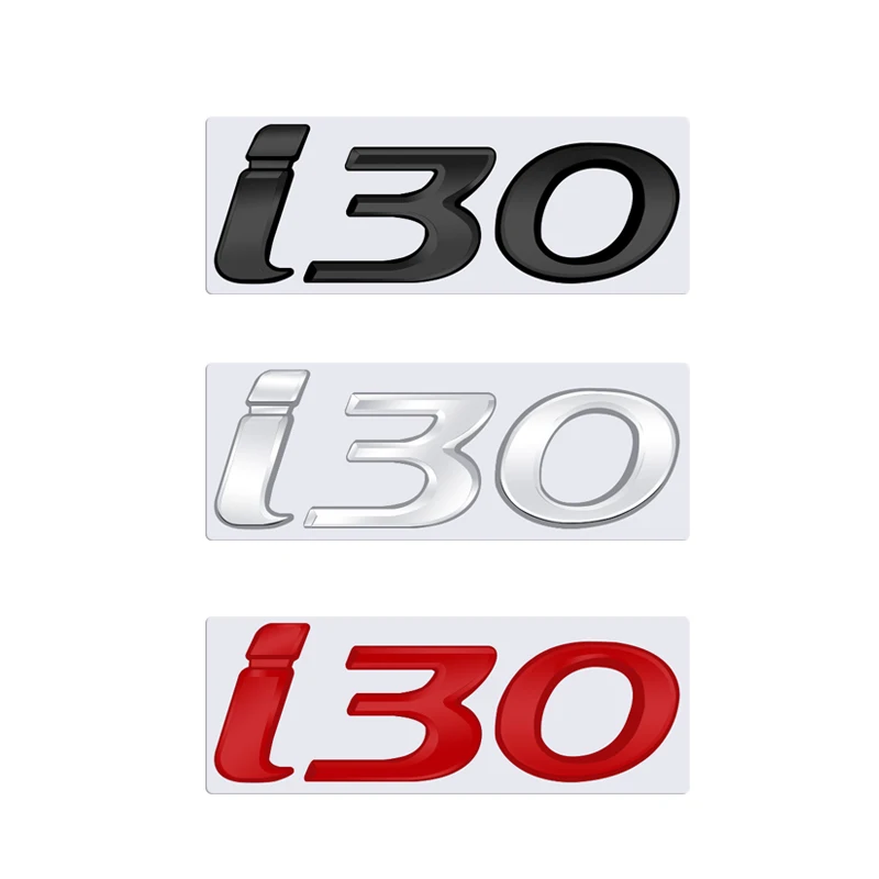 3D For Hyundai I30 Logo Emblem Glossy Black Chrome Silver Red Metal Badge Decal Car Sticker Accessories