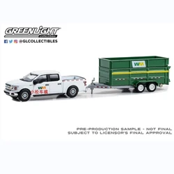 Greenlight 1:64 Scale 2018 Ford F150 XLT with Double-Axle Dump Trailer Alloy Car Model Collection Display Toy