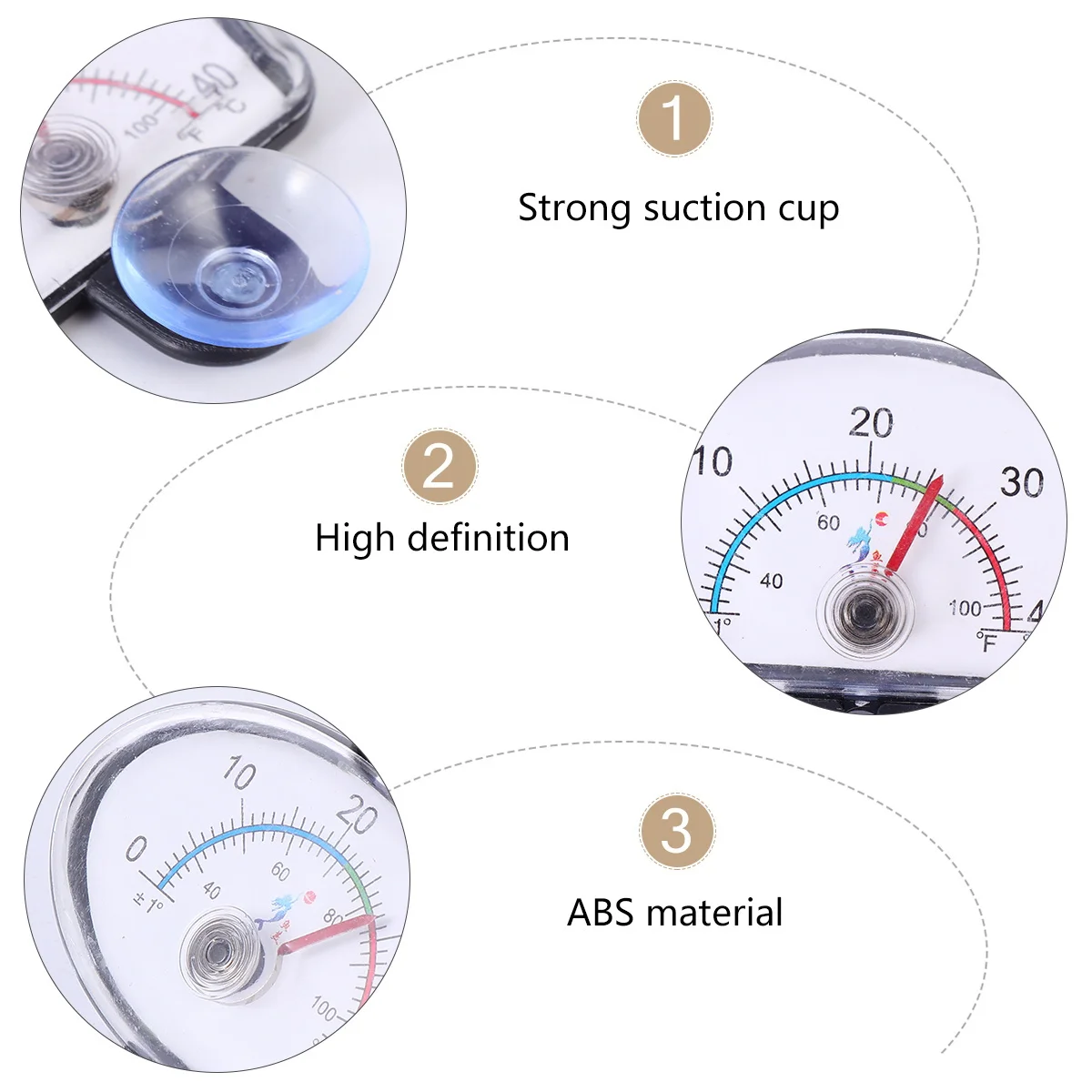 

4Pcs Durable Aquarium Patch Thermometer Fish Tank Water Thermometer High Accuracy Temperature Gauge with Suction Pad