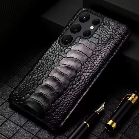 Luxury Genuine Ostrich Foot Leather Case For Samsung Galaxy S 25 24 S24 S23 S25 Ultra S25+ S24+ S21 S22 Plus A55 5G Back Cover