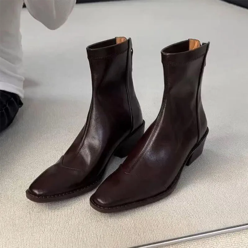 

Женские ботильоны на высоком каблуке, роскошная брендовая кожаная обувь, новинка зимы 2026, массивные ботинки челси, модные короткие ботинки на молнии, Botas Mujer
