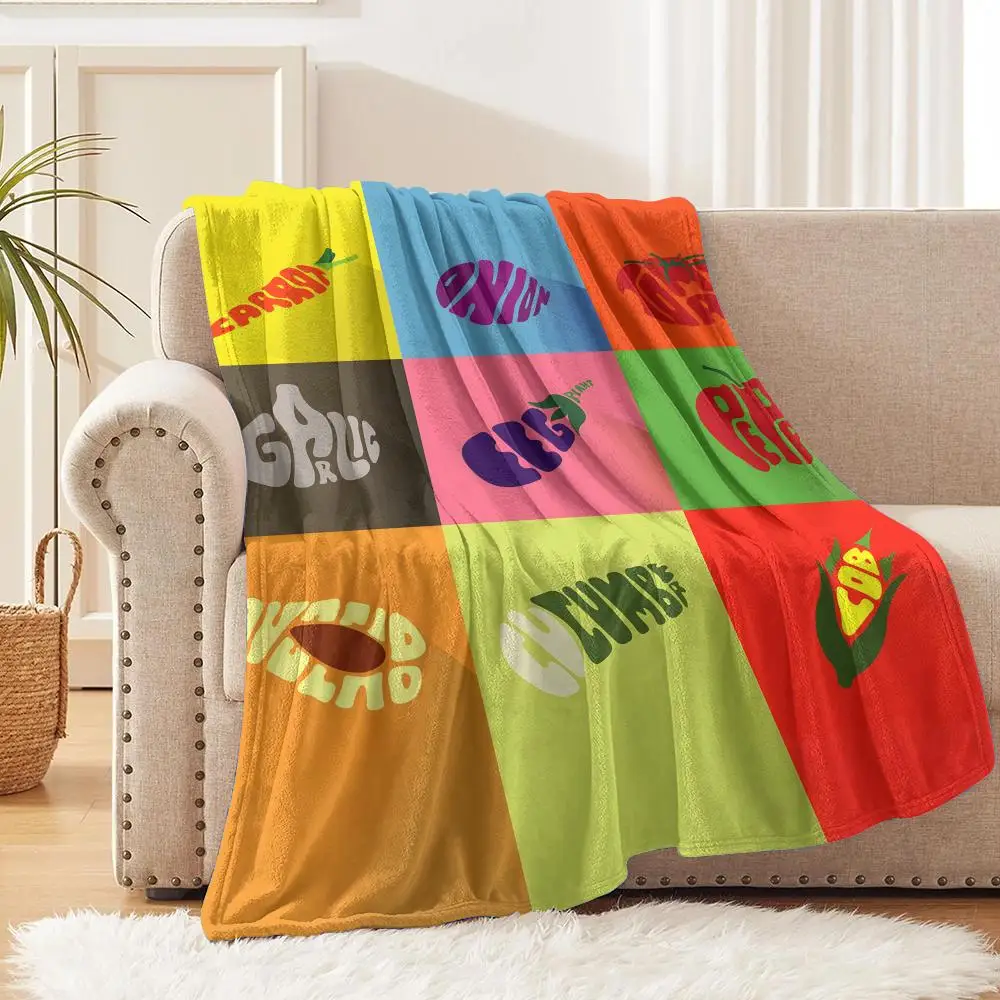 Creative Fruit Print Throw Blanket Soft Flannel Throw Lightweight Summer Home Nap Breathable for Sofa Bed Cozy Travel