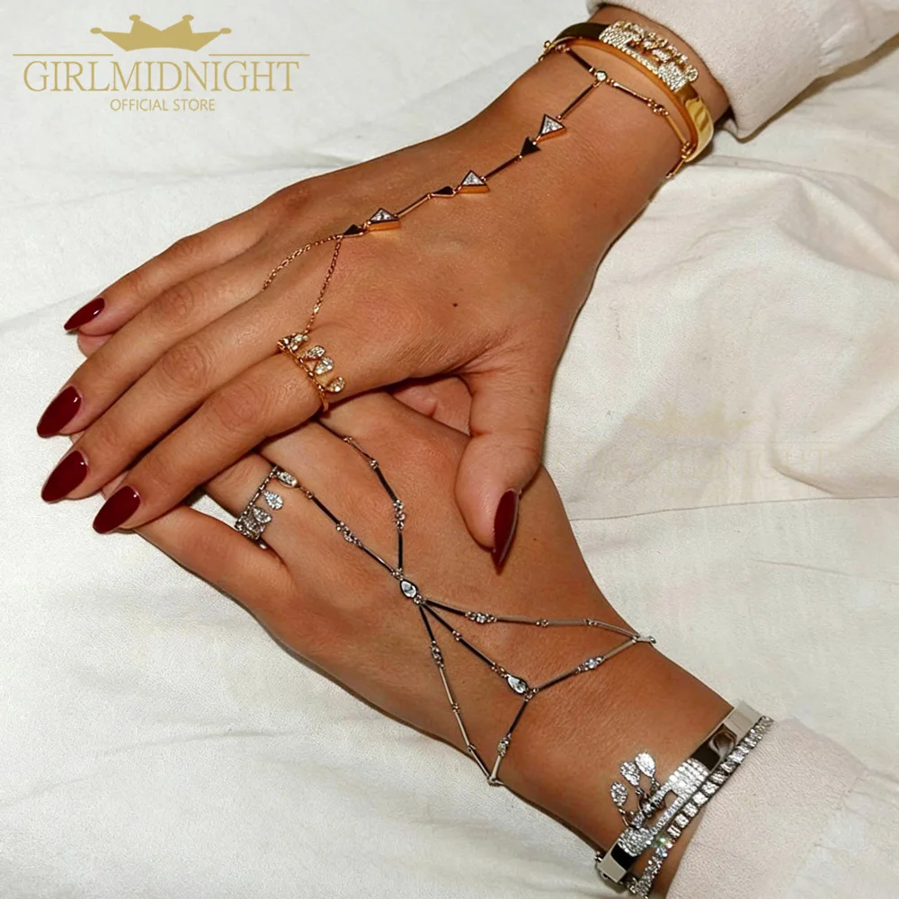 2026 neue Dreieck Runde Cz Link Kette Armbänder für Frauen Gepflastert Weiß Kubikzircon Gold Silber Farbe Mode Schmuck