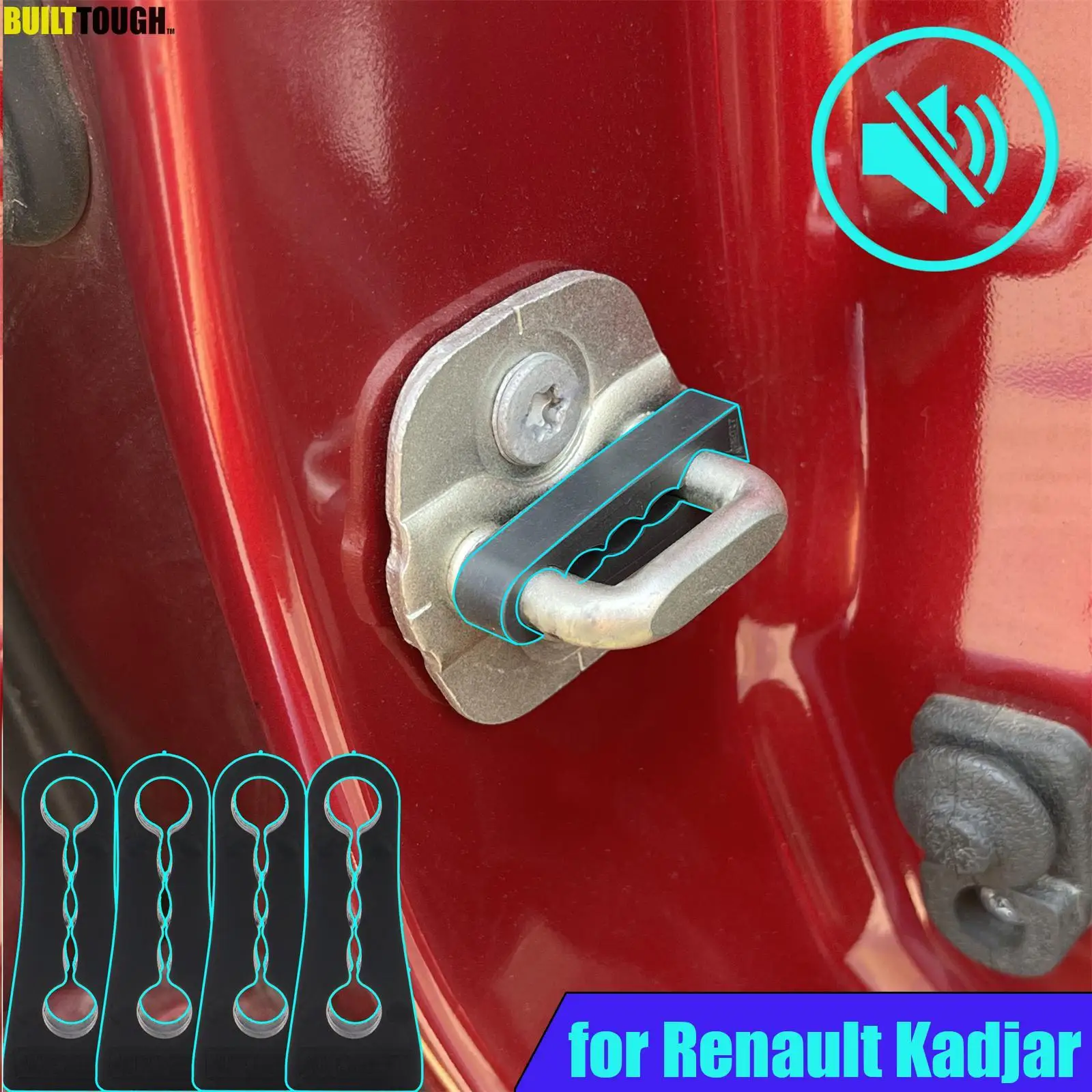 Car Door Lock Sound Deadener Damper Buffer For Renault Kadjar 2015- Rattling Screaks Quiet Noise Deaf Soundproofing seal 